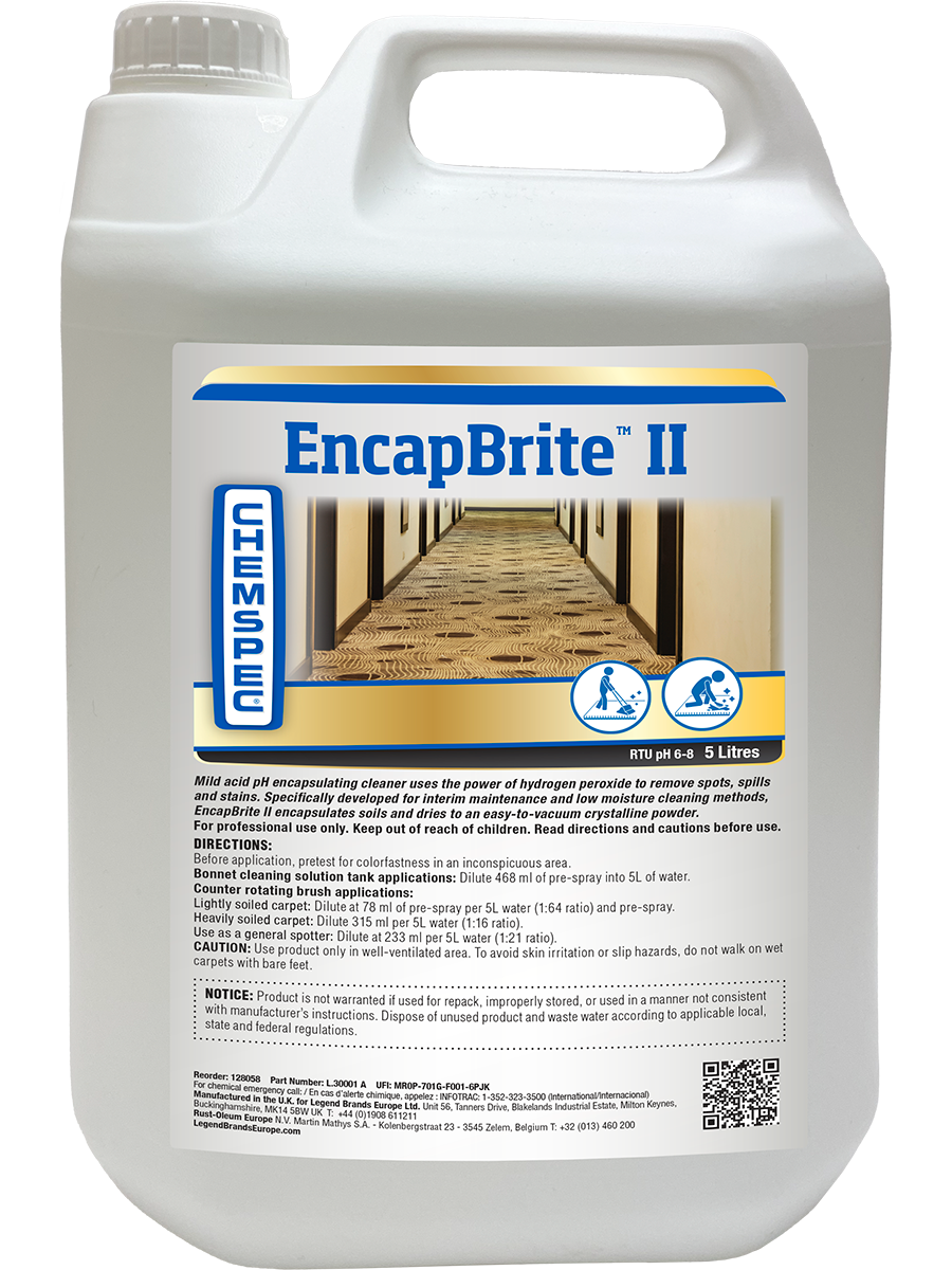 Chemspec EncapBrite II Encapsulation Carpet Cleaner Low Moisture Maintenance Cleaning