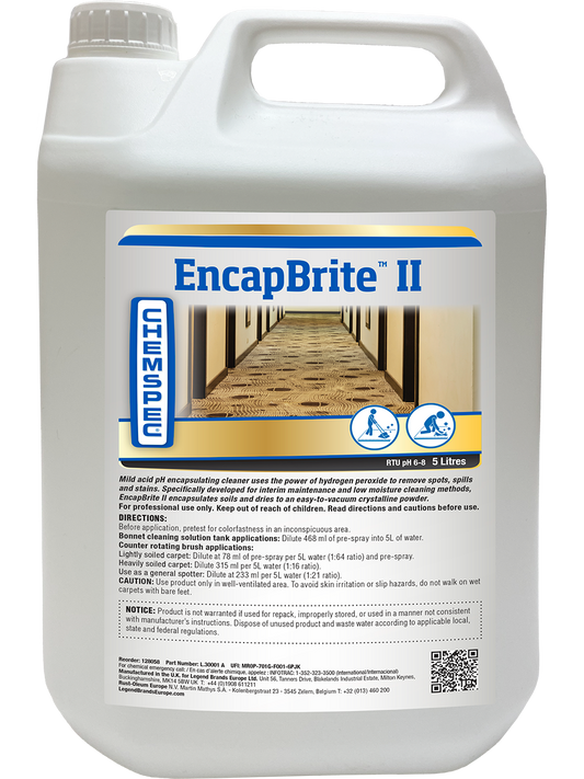 Chemspec EncapBrite II Encapsulation Carpet Cleaner Low Moisture Maintenance Cleaning